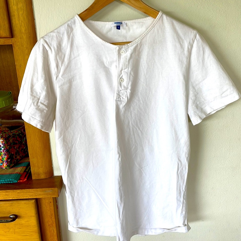 APC heavy weight prefect white T shirt Henley style